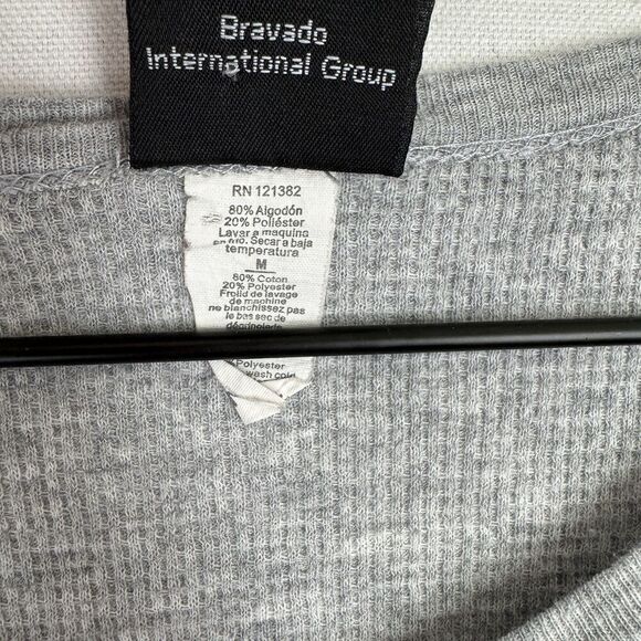 Harley Davidson Top Womens Medium Gray Waffle Knit Harley Graphic Spokane Biker - Picture 10 of 13